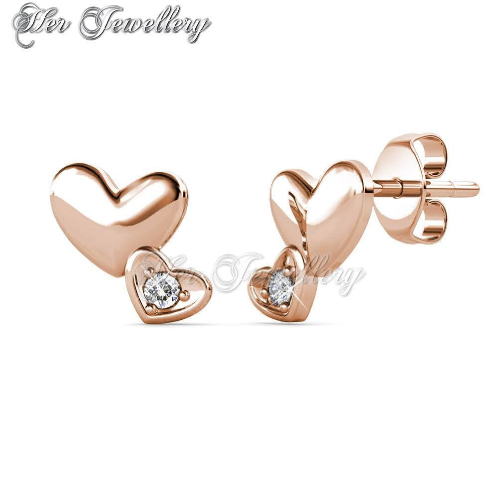 Swarovski Crystals Coupled Heart Earrings - Her Jewellery