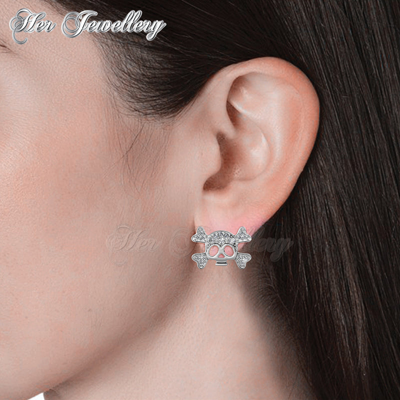 Swarovski Crystals Cross Skull Earrings - Her Jewellery