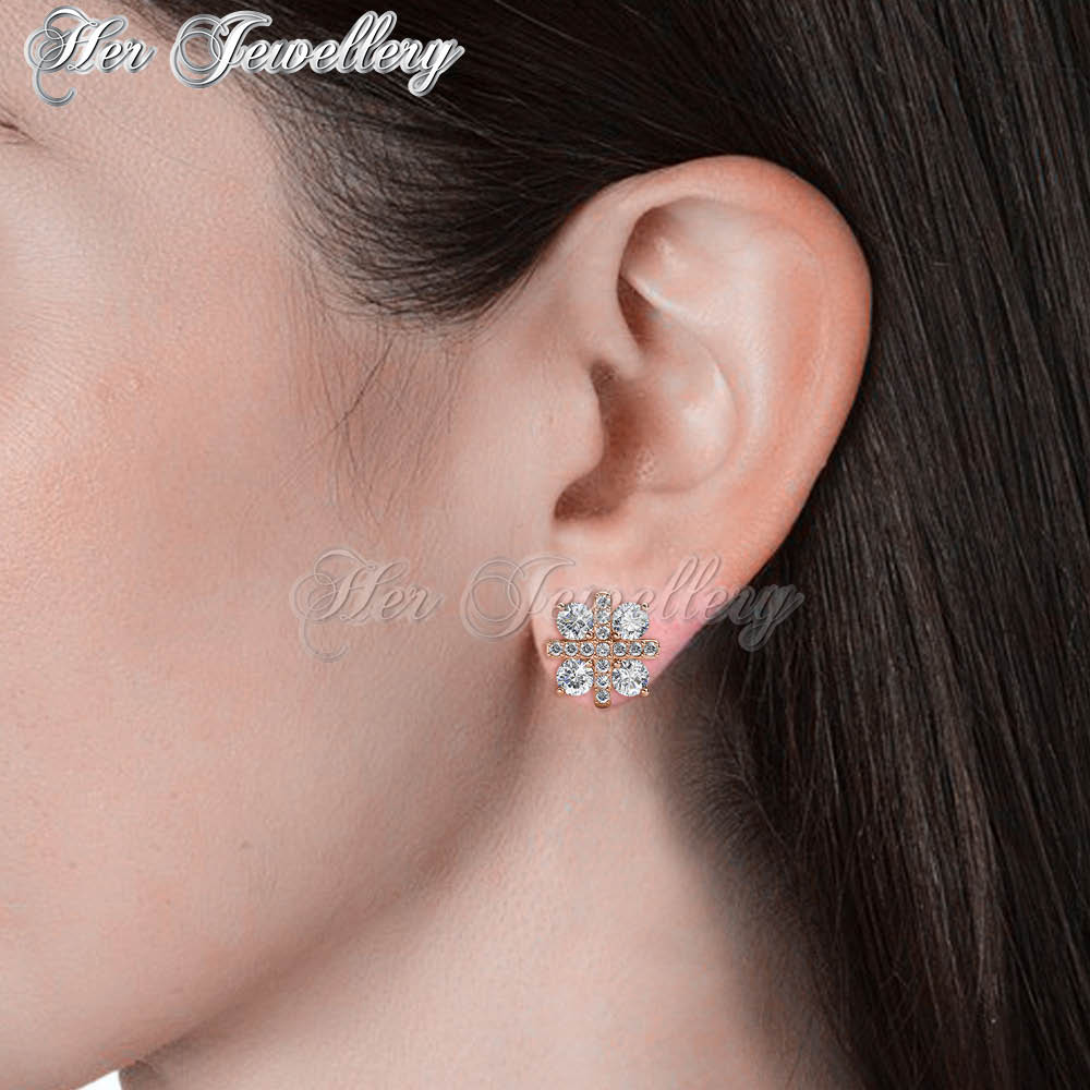 Swarovski Crystals Cross Petal Earrings (Rose Gold) - Her Jewellery