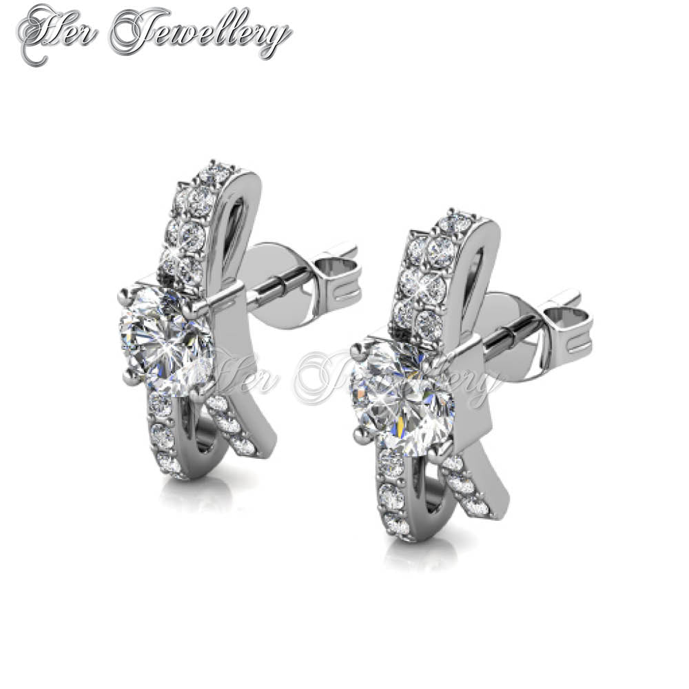Swarovski Crystals Crystaline Bow Earrings (White Gold) - Her Jewellery