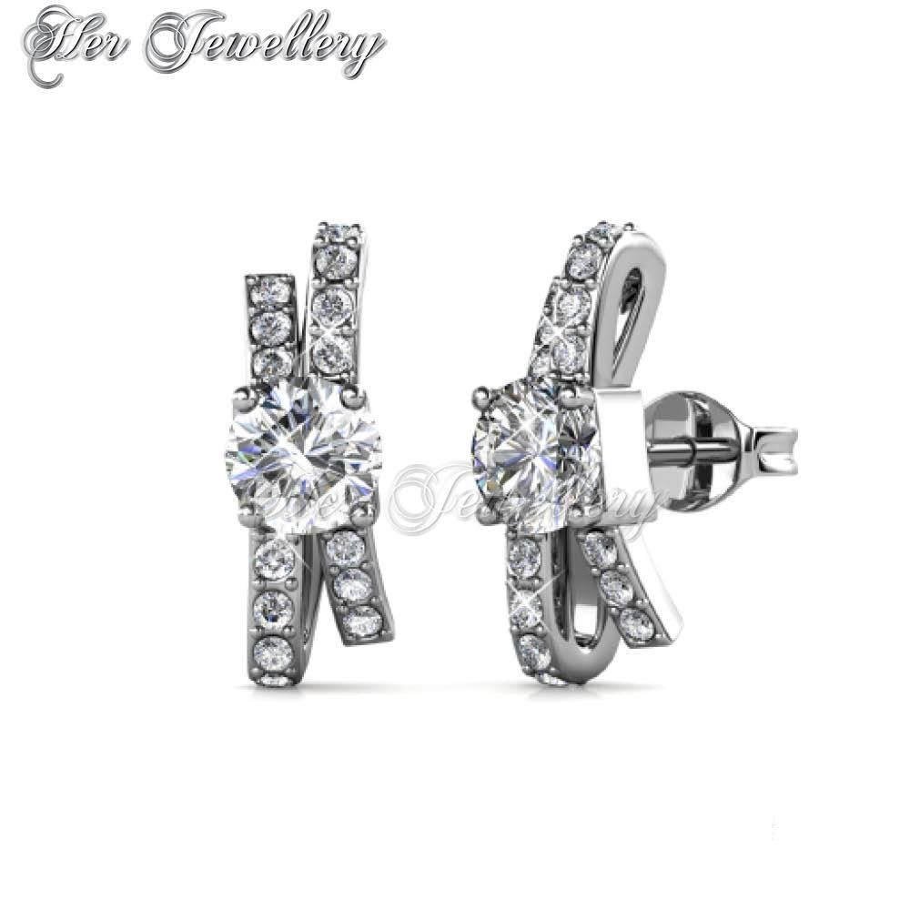Swarovski Crystals Crystaline Bow Earrings (White Gold) - Her Jewellery