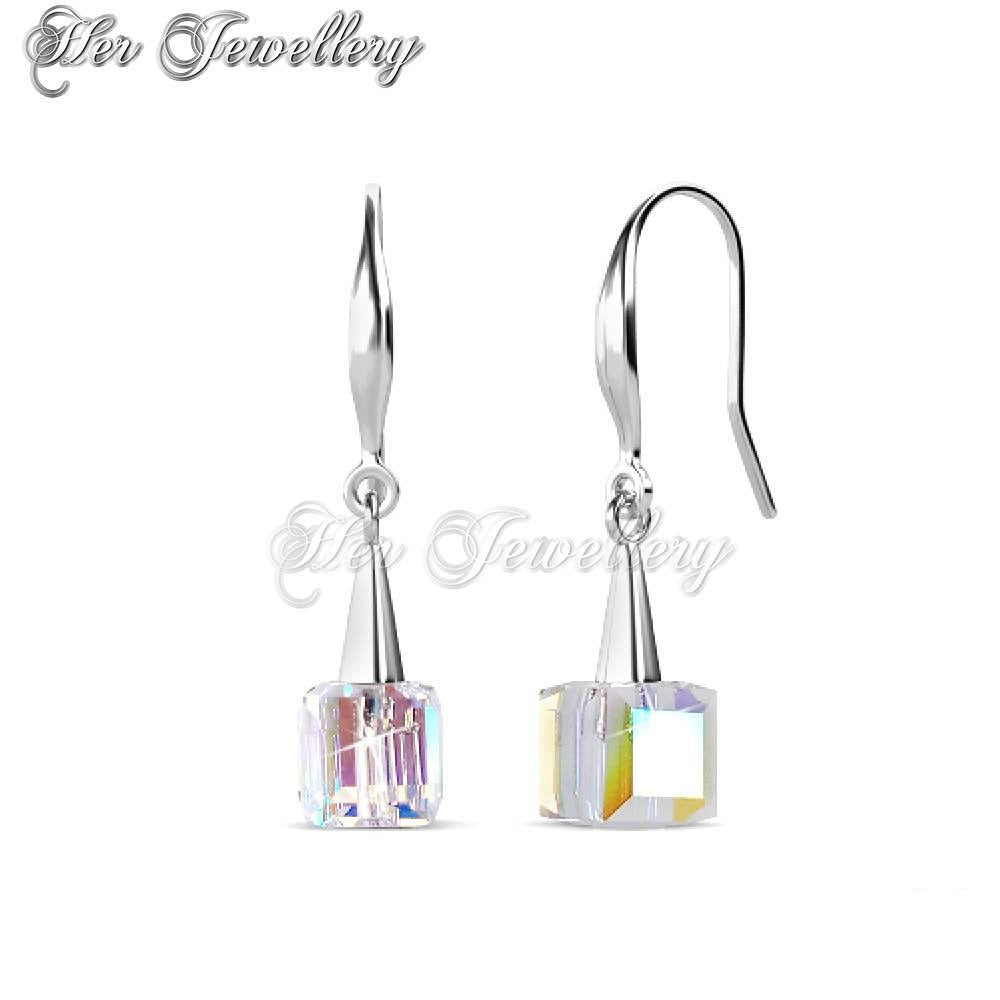 Swarovski Crystals Cube Hook Earrings - Her Jewellery