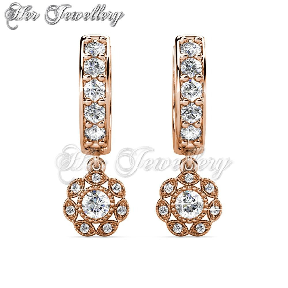 Swarovski Crystals Floral Hoop Earrings - Her Jewellery