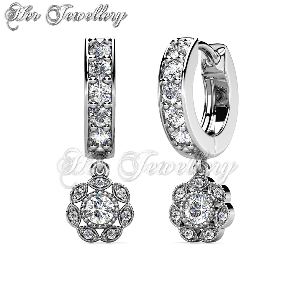 Swarovski Crystals Floral Hoop Earrings - Her Jewellery