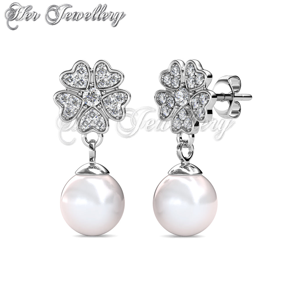 Swarovski Crystals Floral Pearl Earrings - Her Jewellery