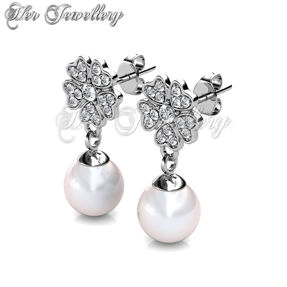 Swarovski Crystals Floral Pearl Earrings - Her Jewellery