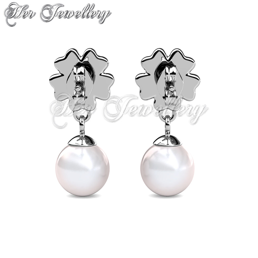 Swarovski Crystals Floral Pearl Earrings - Her Jewellery