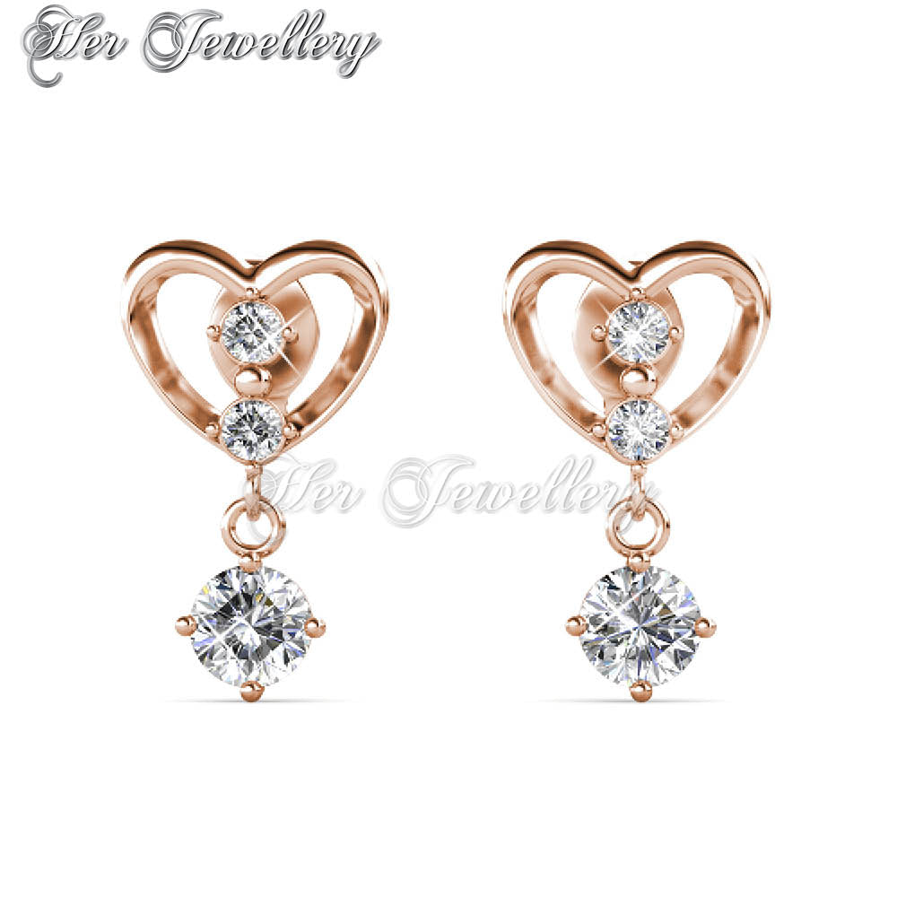 Swarovski Crystals Hanging Love Earrings - Her Jewellery
