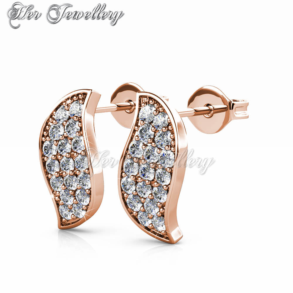 Swarovski Crystals Leafy Earrings (Rose Gold) - Her Jewellery