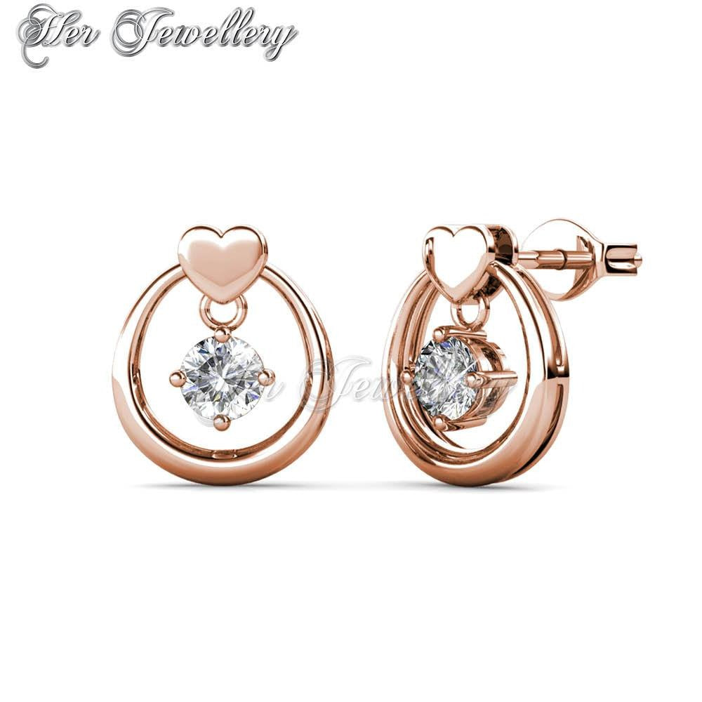 Swarovski Crystals Love Drop Earrings (Rose Gold) - Her Jewellery