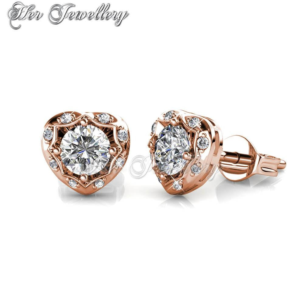 Swarovski Crystals Love Hook Earrings (Rose Gold) - Her Jewellery