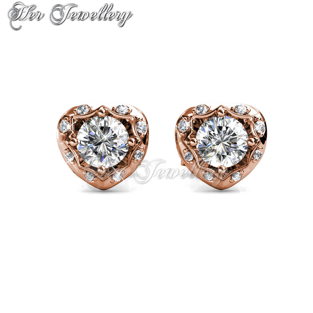 Swarovski Crystals Love Hook Earrings (Rose Gold) - Her Jewellery