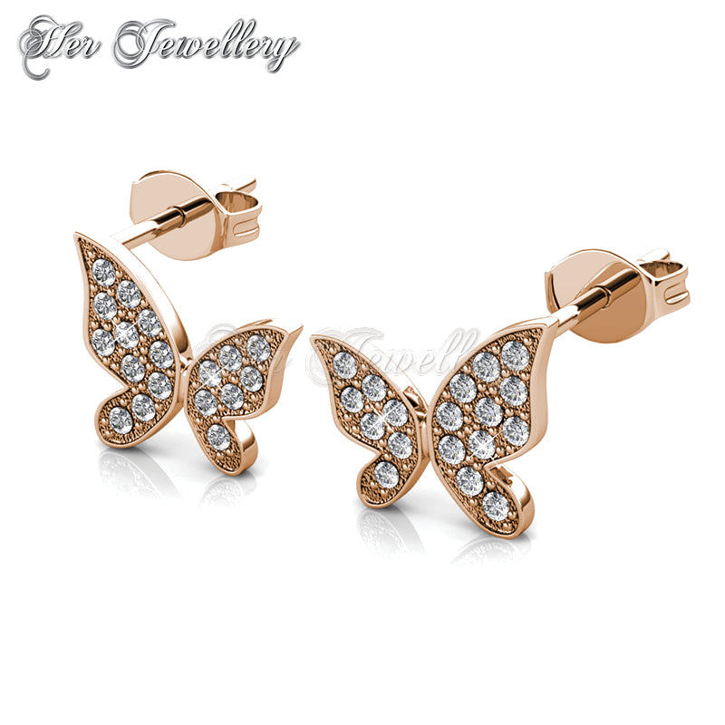 Swarovski Crystals Meadow Butterfly Earrings (Rose Gold) - Her Jewellery
