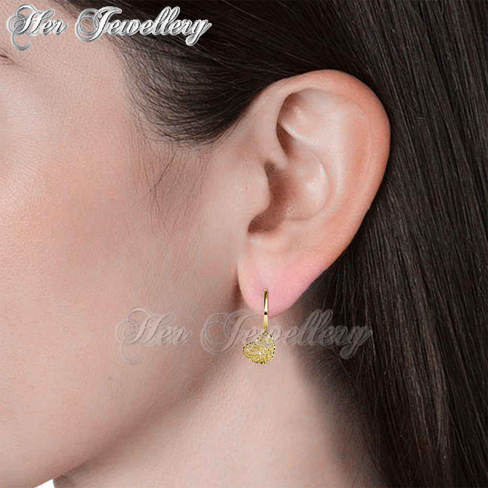 Swarovski Crystals Mesh Heart Earrings - Her Jewellery