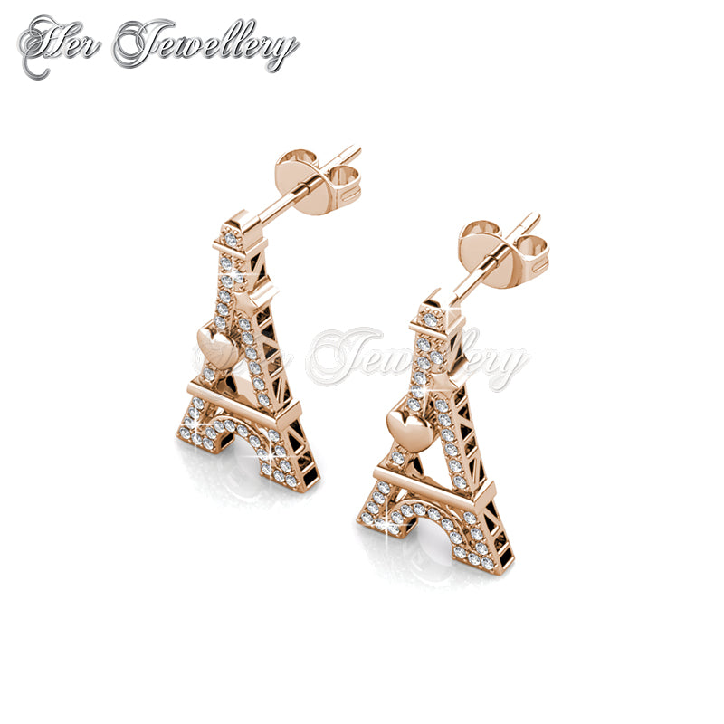 Swarovski Crystals Paris Love Earrings (Rose Gold) - Her Jewellery