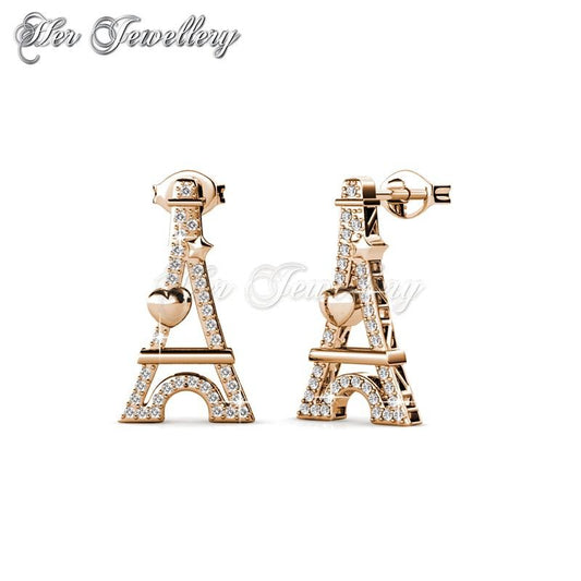 Swarovski Crystals Paris Love Earrings (Rose Gold) - Her Jewellery