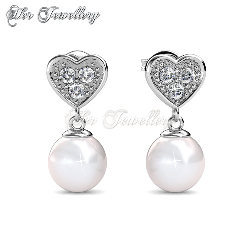 Swarovski Crystals Pearl Heart Earrings - Her Jewellery