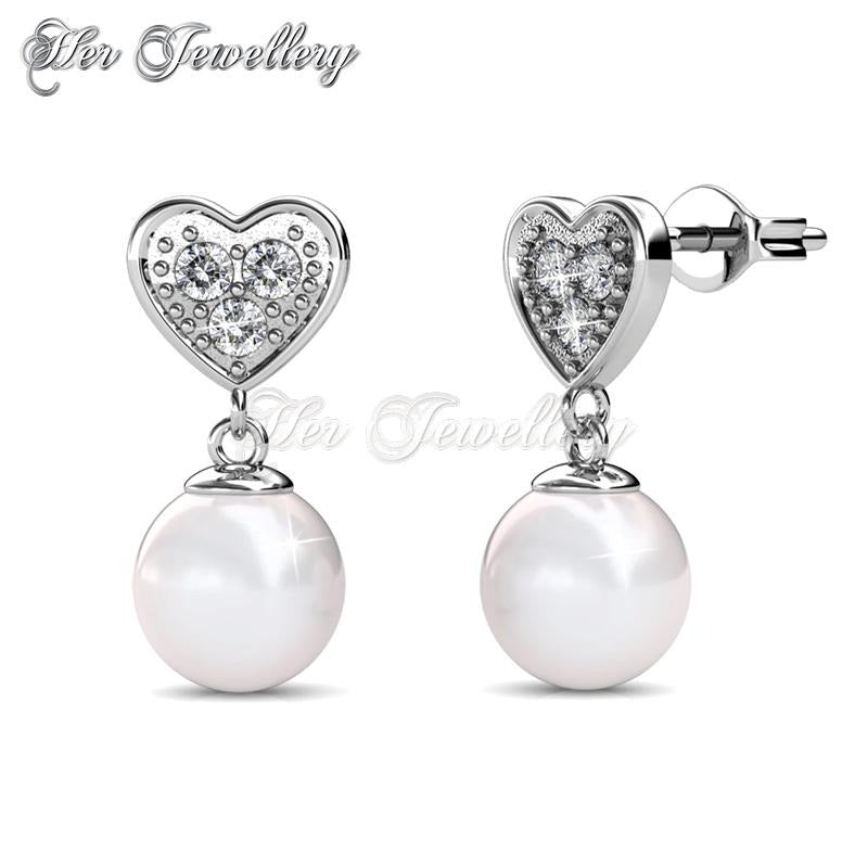 Swarovski Crystals Pearl Heart Earrings - Her Jewellery