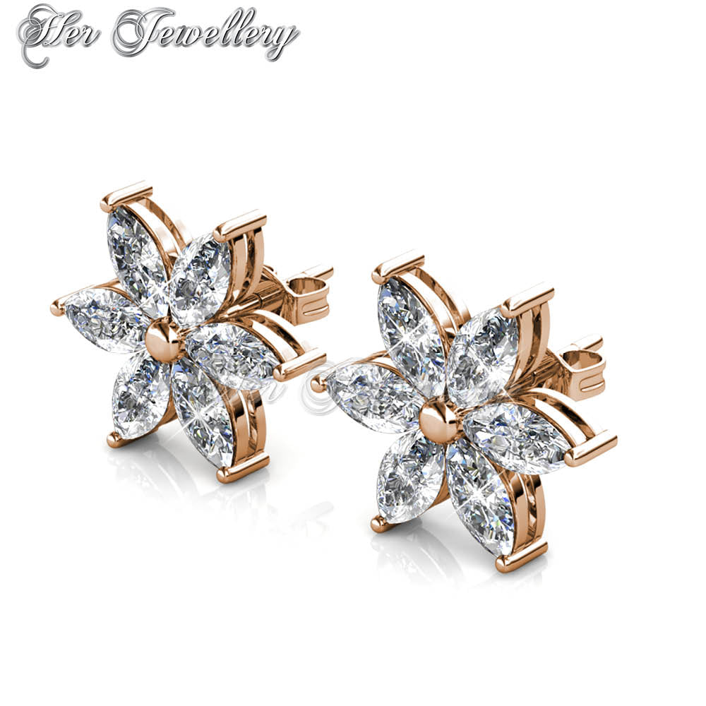 Swarovski Crystals Petal Flower Earrings (Rose Gold) - Her Jewellery