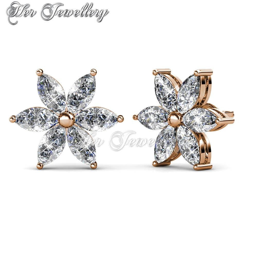 Swarovski Crystals Petal Flower Earrings (Rose Gold) - Her Jewellery