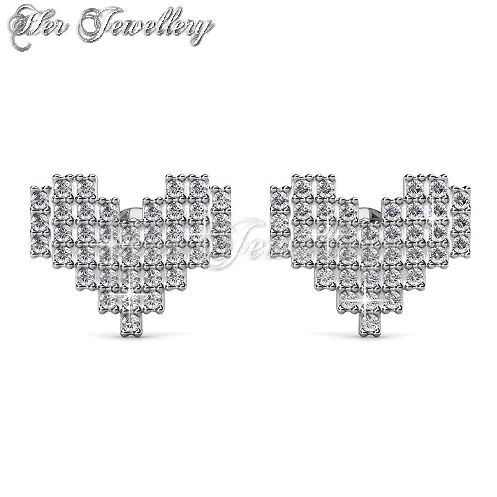Swarovski Crystals Pixel Love Earrings - Her Jewellery