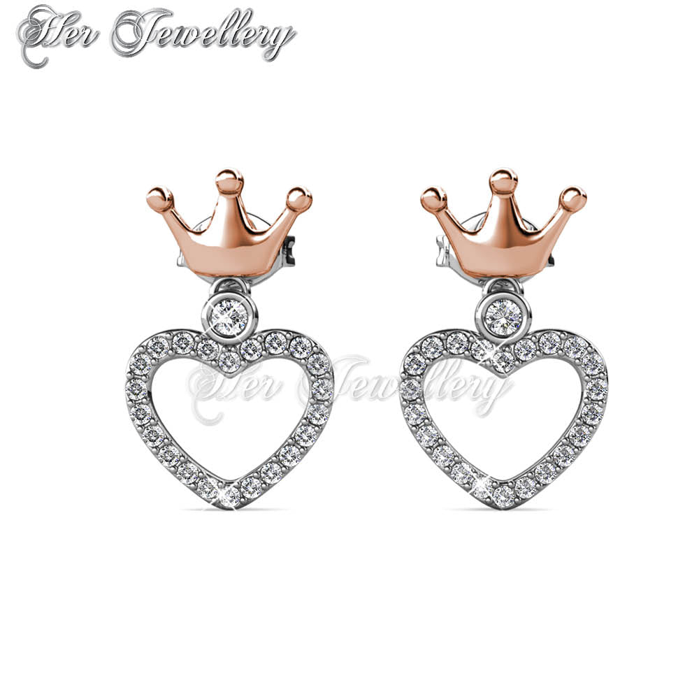 Swarovski Crystals Princess Crown Earrings (Dual Tone) - Her Jewellery
