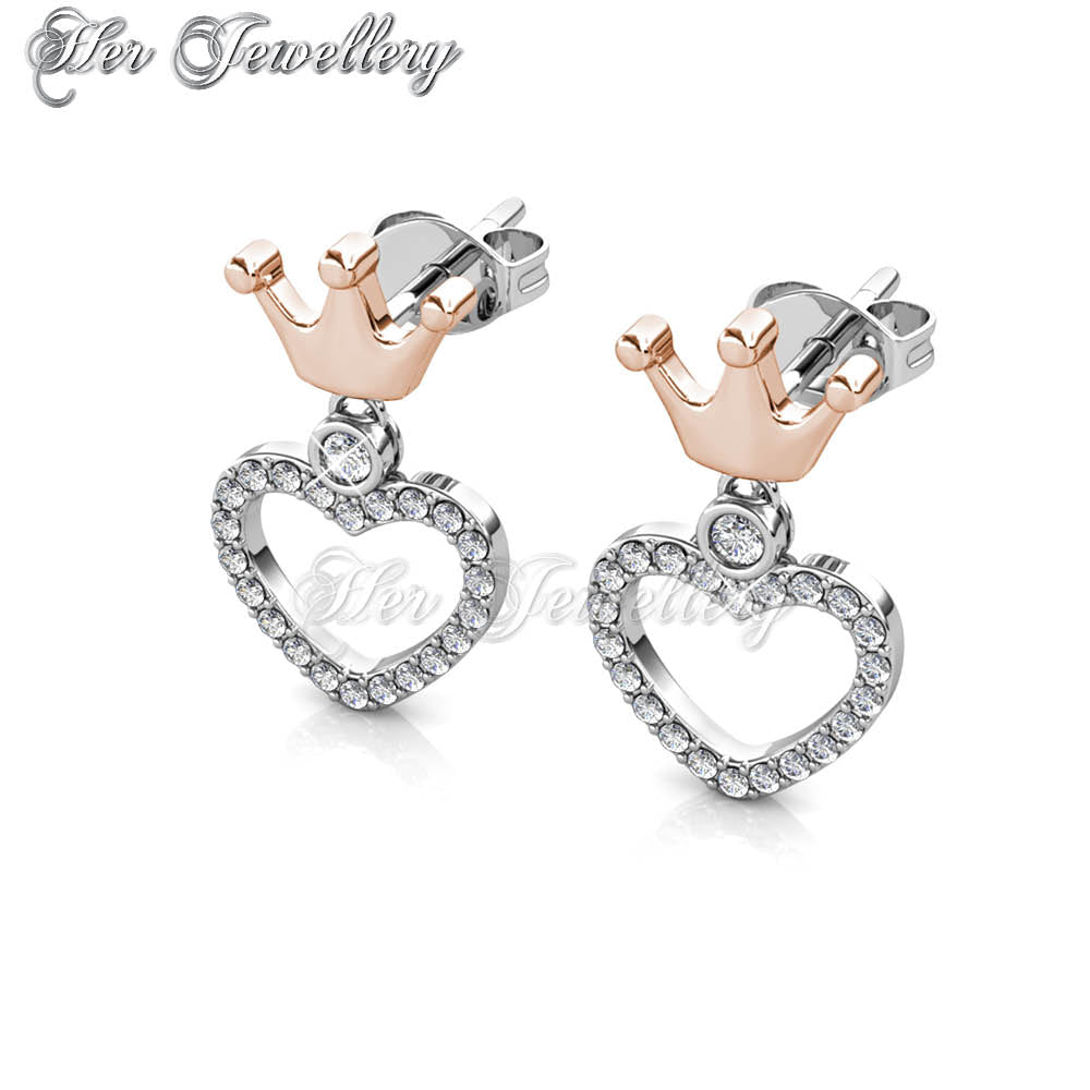 Swarovski Crystals Princess Crown Earrings (Dual Tone) - Her Jewellery