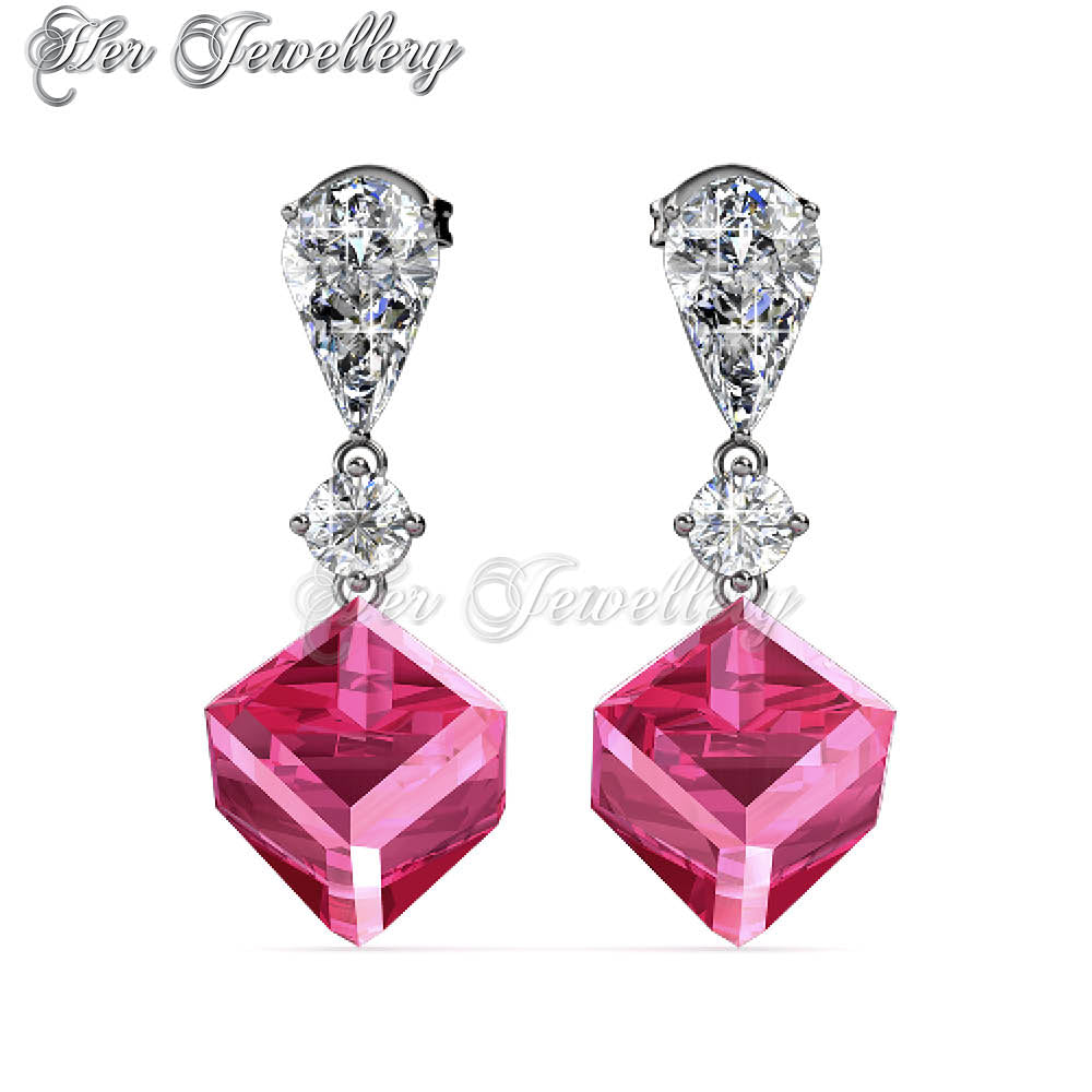 Swarovski Crystals Square Droplet Earrings - Her Jewellery