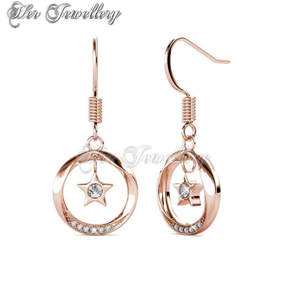 Swarovski Crystals Stellar Hook Earrings (Rose Gold) - Her Jewellery