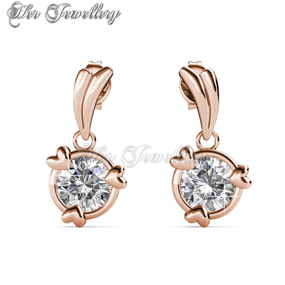 Swarovski Crystals Tri Love Ring Earringsâ€ (Rose Gold) - Her Jewellery