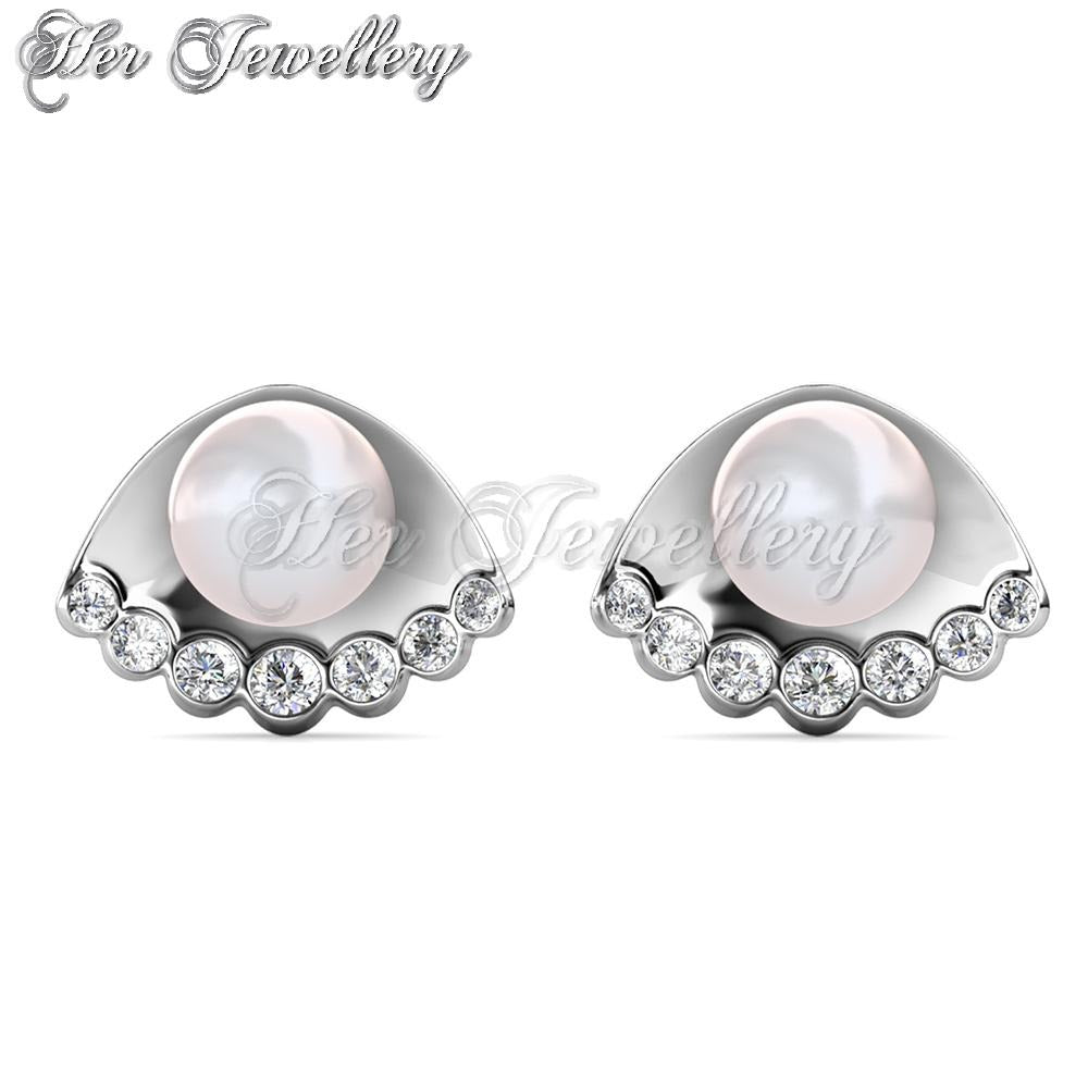 Swarovski Crystals Seashell Pearl Earrings - Her Jewellery