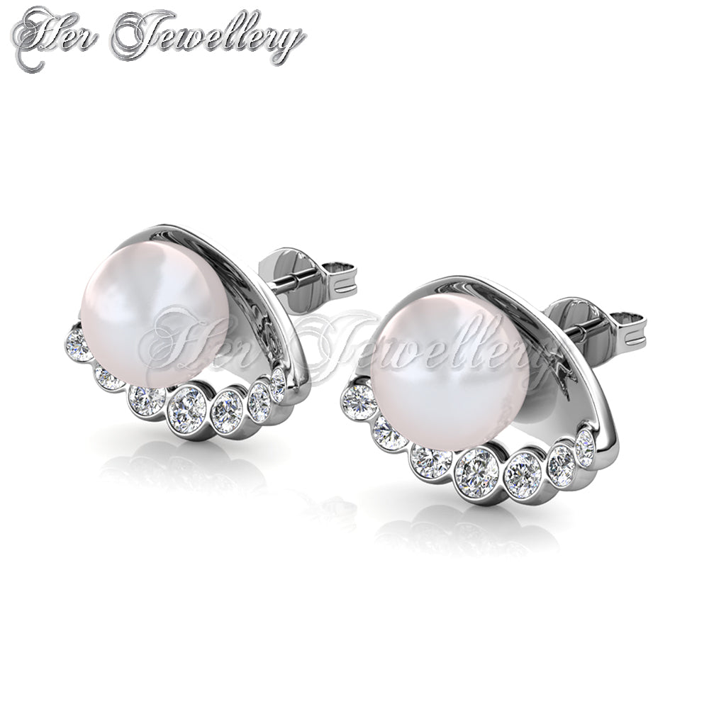 Swarovski Crystals Seashell Pearl Earrings - Her Jewellery