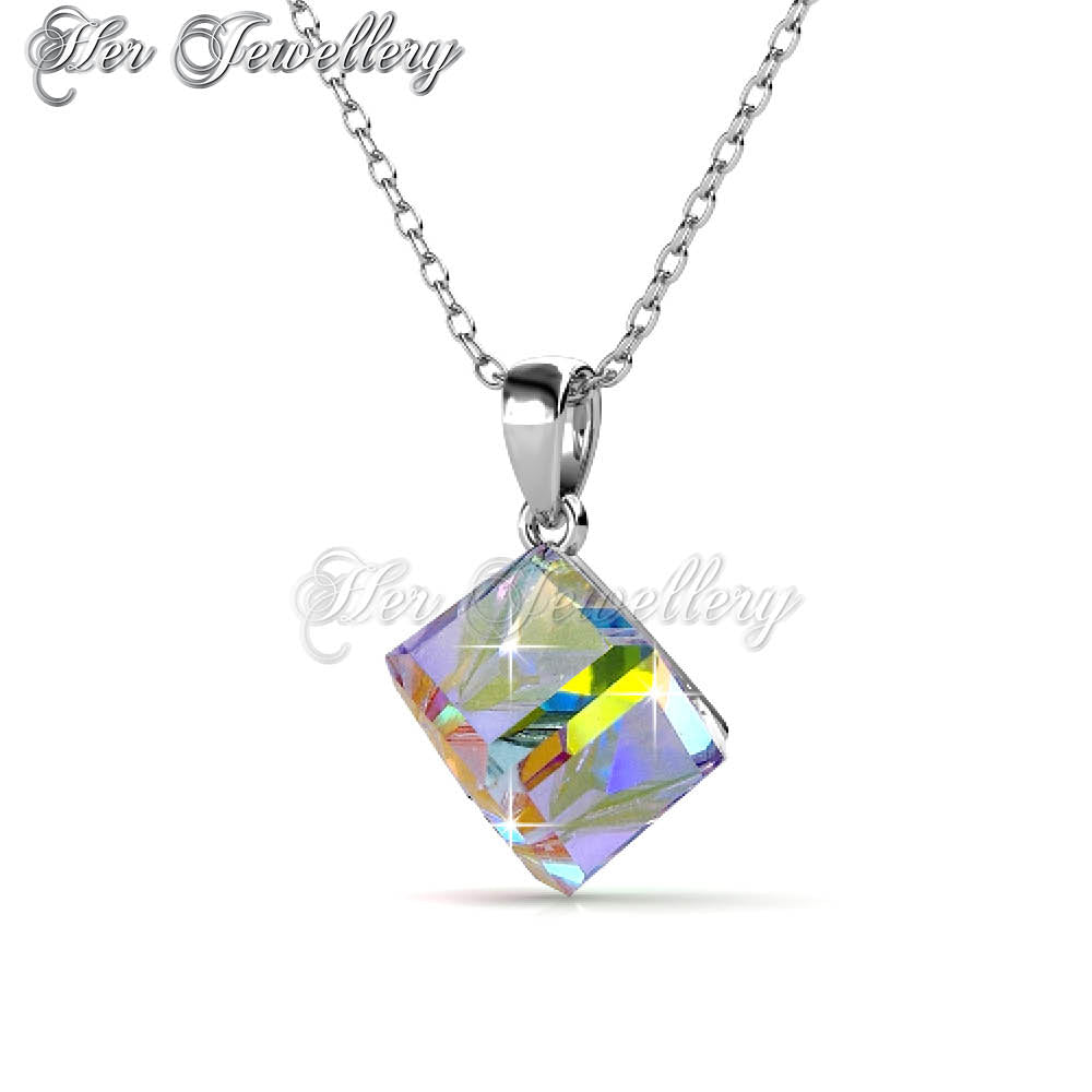 Swarovski Crystals Classic Cube Pendant (AB Rainbow) - Her Jewellery
