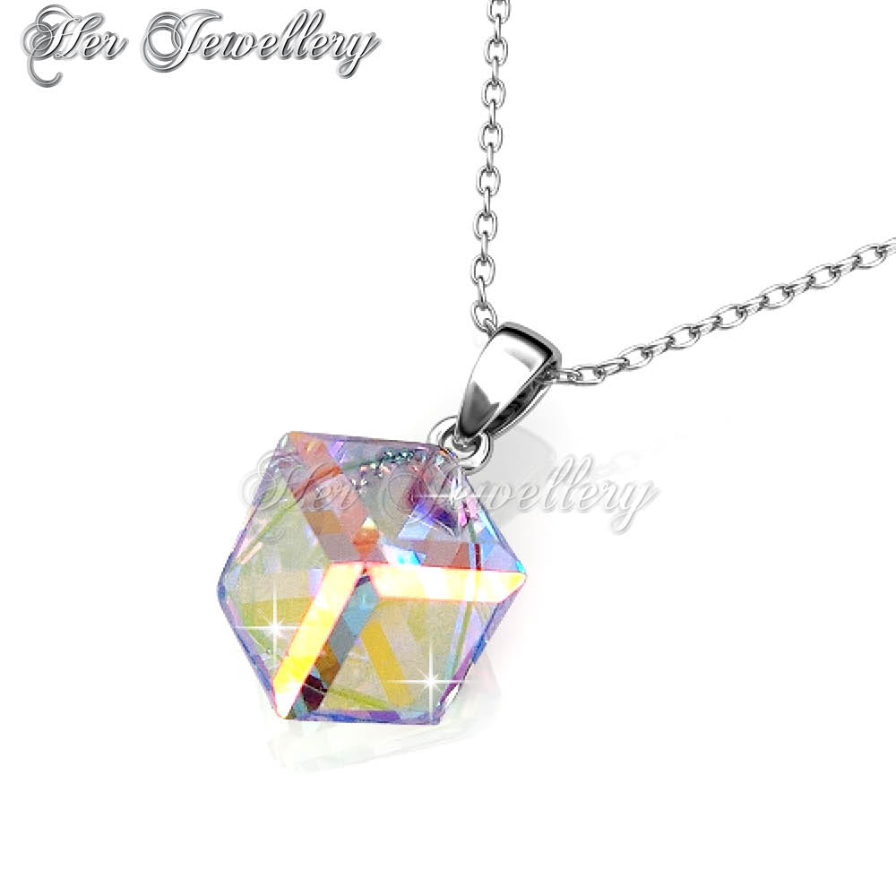 Swarovski Crystals Classic Cube Pendant (AB Rainbow) - Her Jewellery