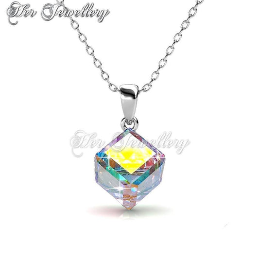 Swarovski Crystals Classic Cube Pendant (AB Rainbow) - Her Jewellery