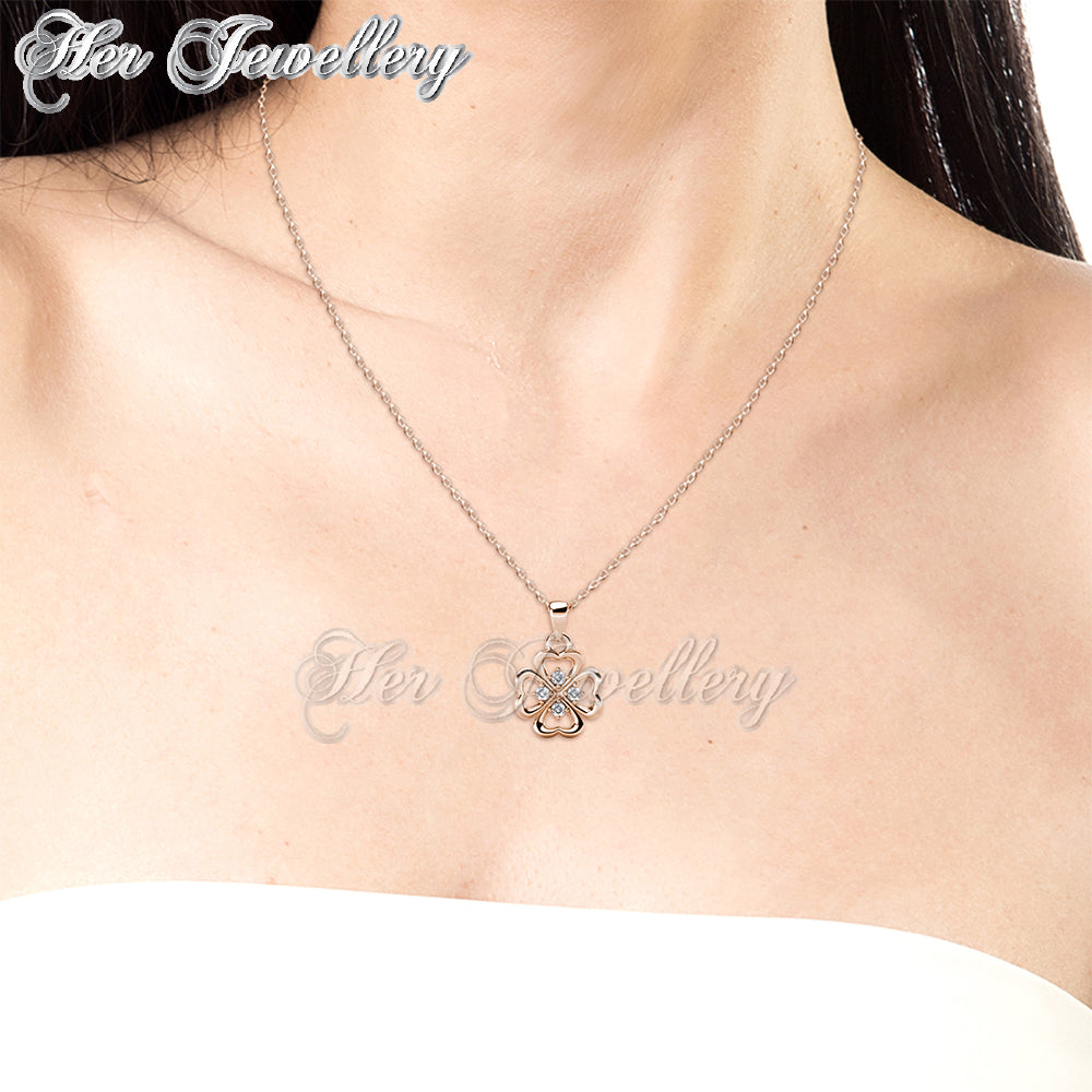 Swarovski Crystals Clover Heart Pendant - Her Jewellery