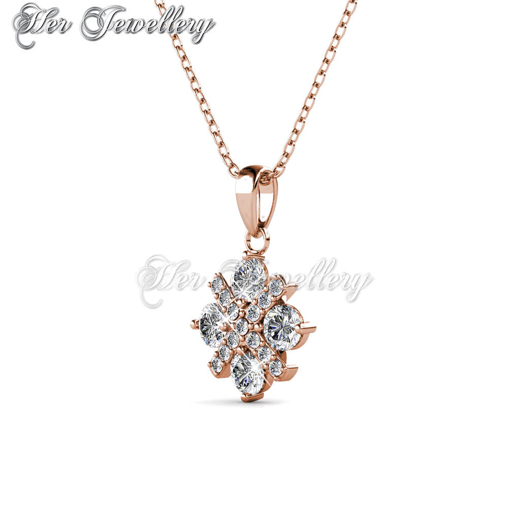 Swarovski Crystals Cross Petal Pendant (Rose Gold) - Her Jewellery