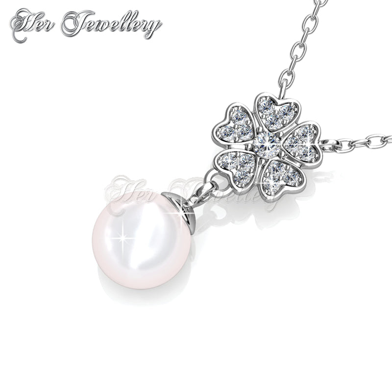 Swarovski Crystals Floral Pearl Pendant - Her Jewellery