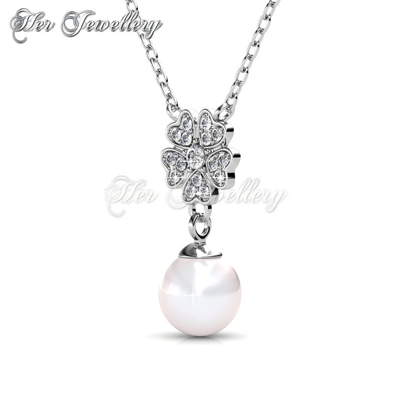 Swarovski Crystals Floral Pearl Pendant - Her Jewellery