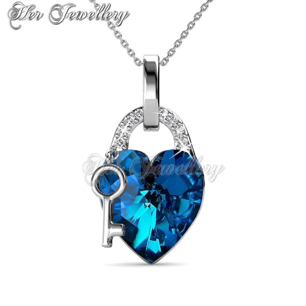 Swarovski Crystals Key To Heart Pendant (Blue) - Her Jewellery