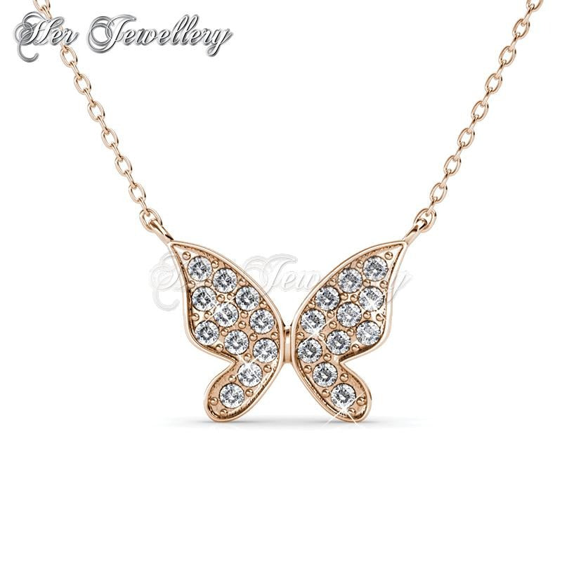Swarovski Crystals Meadow Butterfly Pendant (Rose Gold) - Her Jewellery
