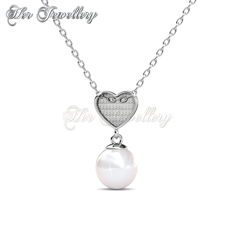Swarovski Crystals Pearl Heart Pendant - Her Jewellery