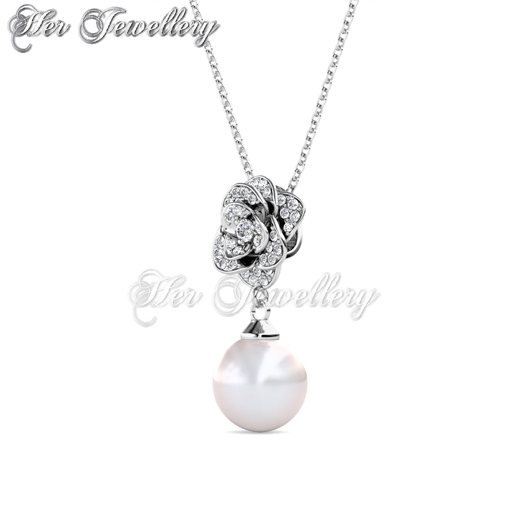 Swarovski Crystals Pearl Rose Pendant - Her Jewellery