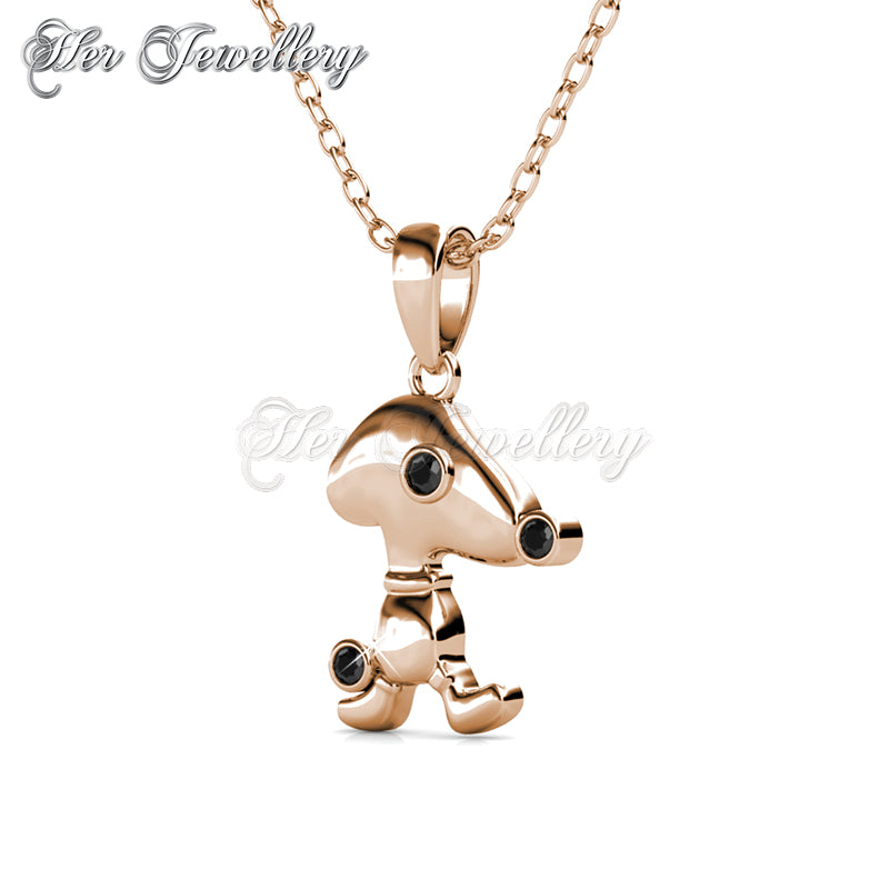 Swarovski Crystals Pup Beagle Pendant (Rose Gold, Black) - Her Jewellery