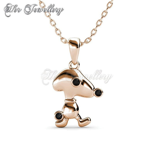 Swarovski Crystals Pup Beagle Pendant (Rose Gold, Black) - Her Jewellery