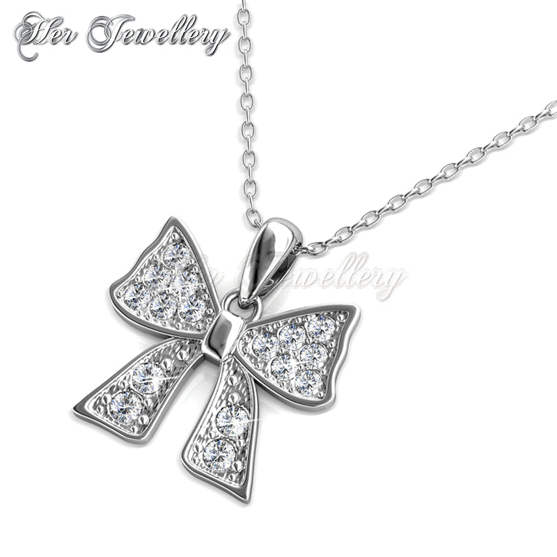 Swarovski Crystals Ribbon Bow Pendant - Her Jewellery