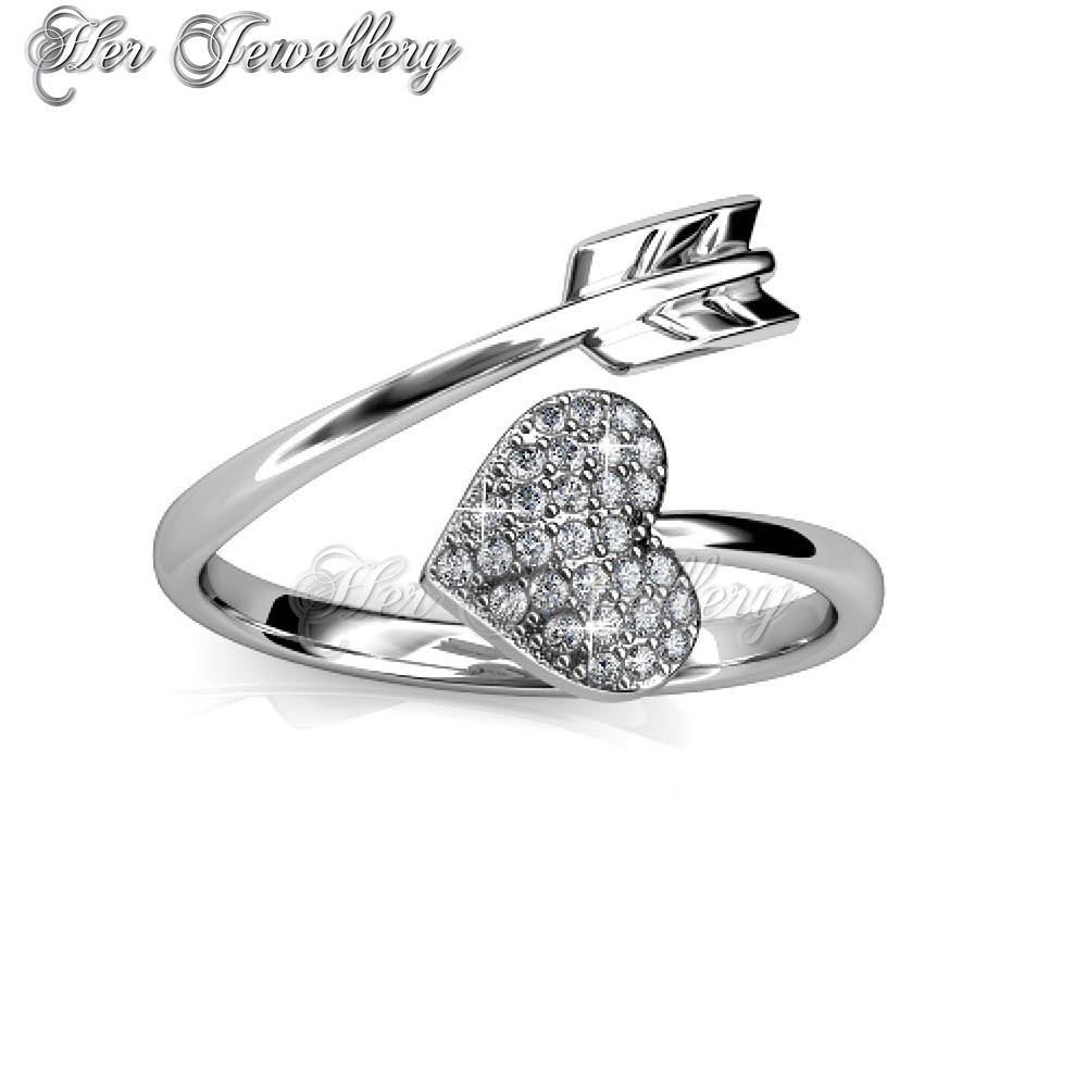 Swarovski Crystals Arrow Of Heart Ring - Her Jewellery