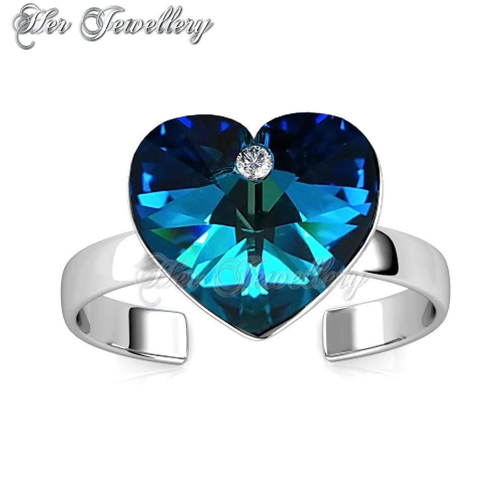 Swarovski Crystals Blue Heart Ring - Her Jewellery
