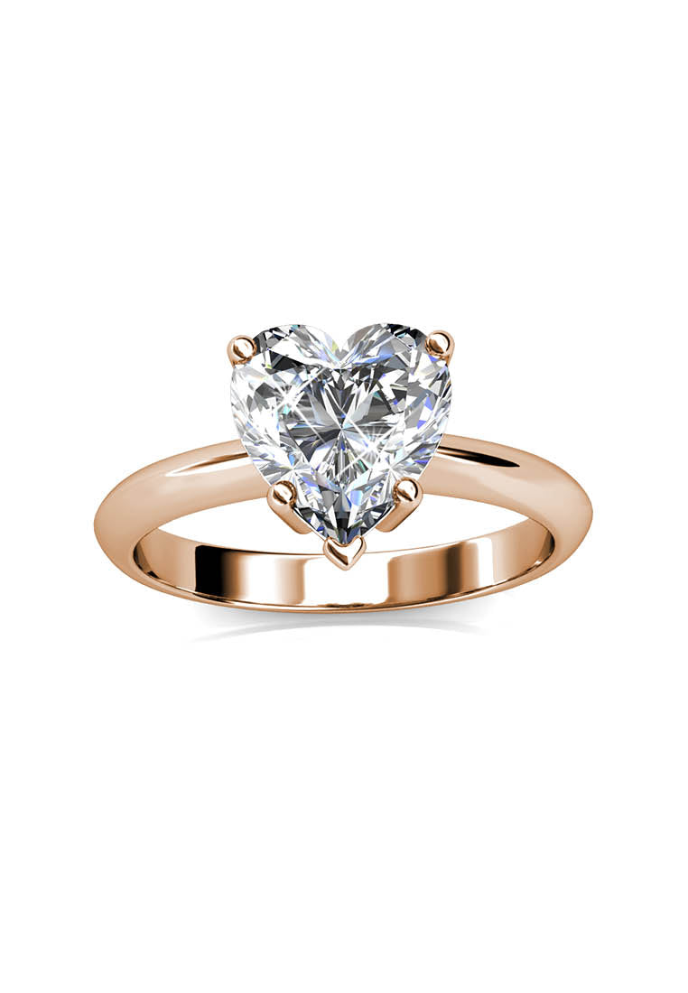 Swarovski Crystals Belle Heart Ring (Rose Gold) - Her Jewellery