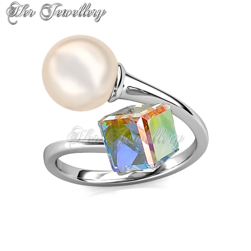 Swarovski Crystals Pearl Cube Ring - Her Jewellery